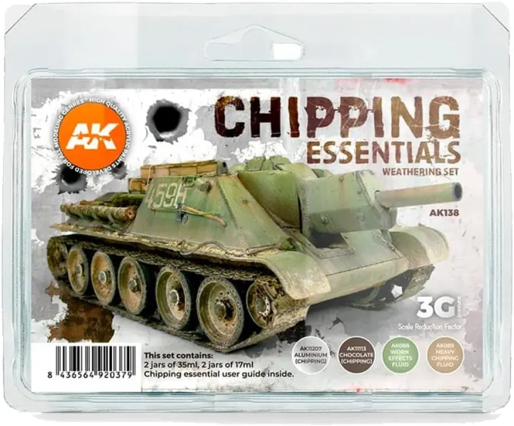 AK Interactive Chipping Essentials Weathering Acrylic Set (4 x 17ml)