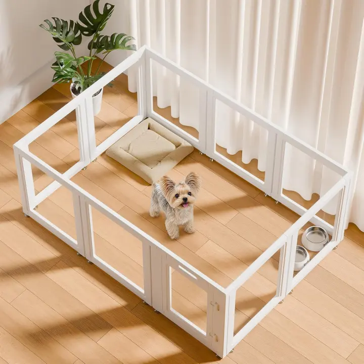 Clear Acrylic Indoor Dog Playpen — 24 in. High, 10-Panel Puppy Pen