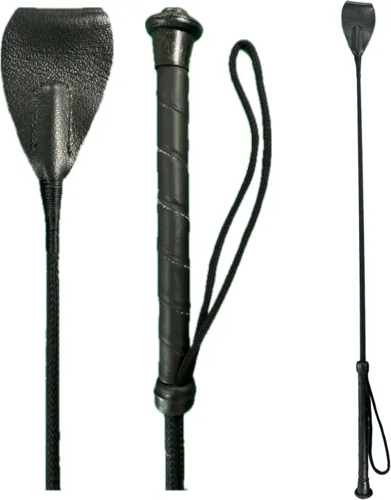 Leather Riding Crop — Fiberglass Shaft with Double Leather Slapper